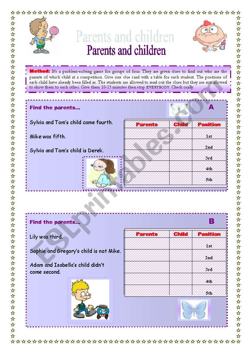 Parents and Children - Problem solving Activity