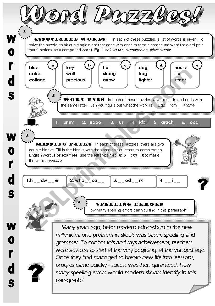 WORD PUZZLES! PART 1 - amazing word puzzles for intermediate and advanced students (with keys)