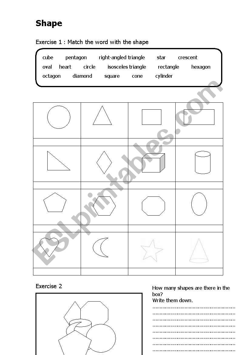 Shape worksheet