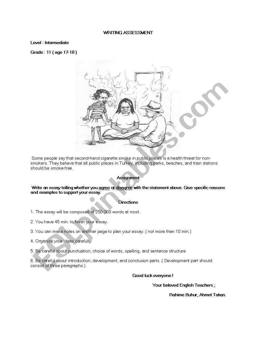 Writing Assessment worksheet
