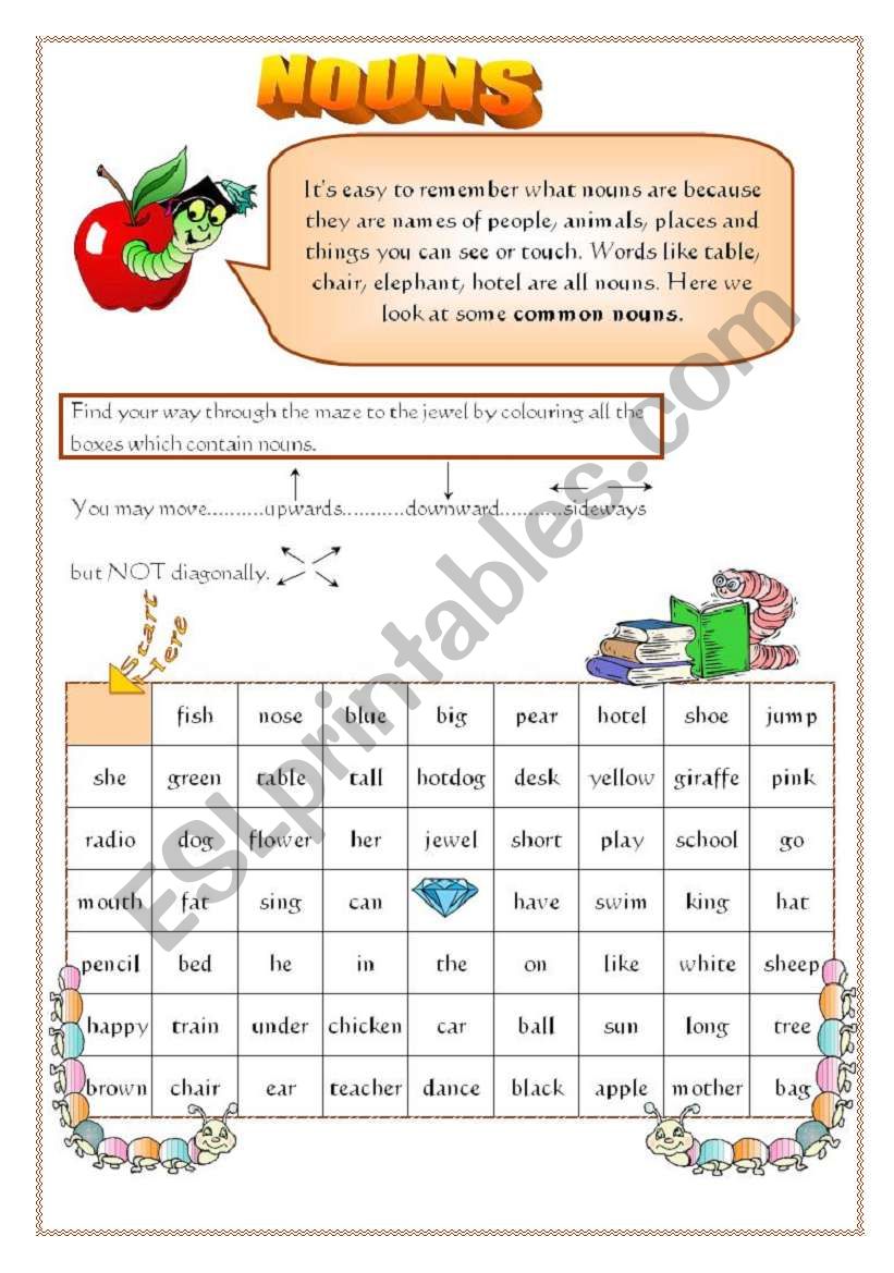 Find the nouns worksheet