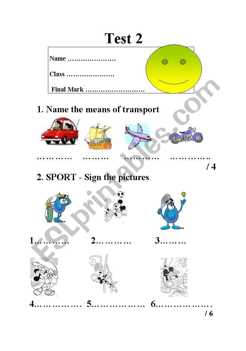 Test 2 worksheet