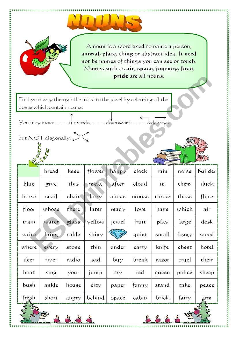 Find The Nouns 2 ESL Worksheet By Jocruz