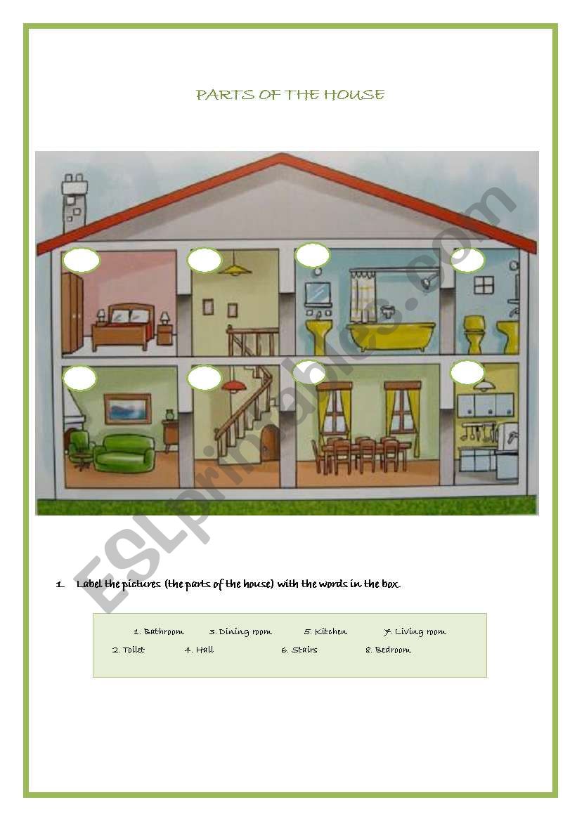 parts of the house worksheet