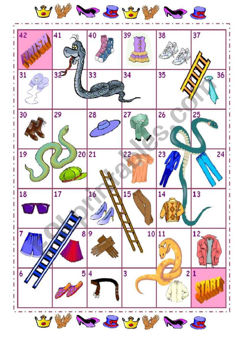 clothes snakes and ladders worksheet