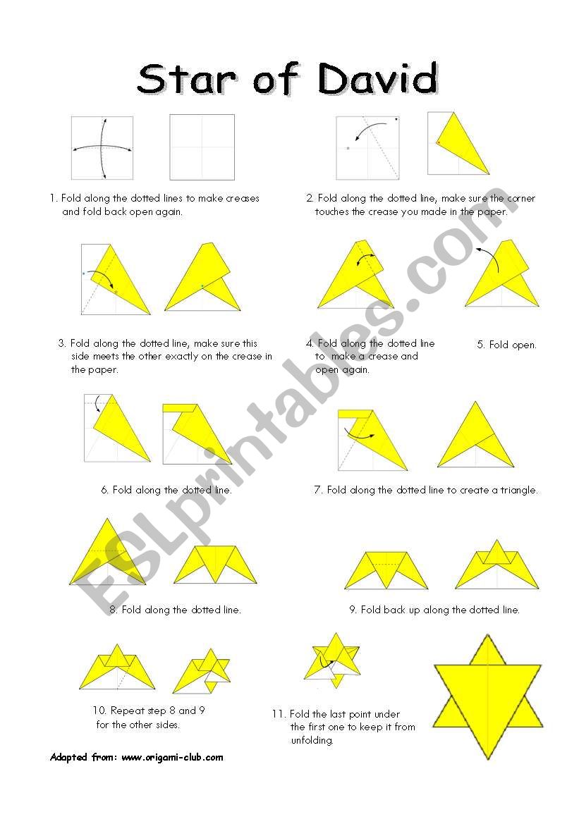 Star of David reading and origami