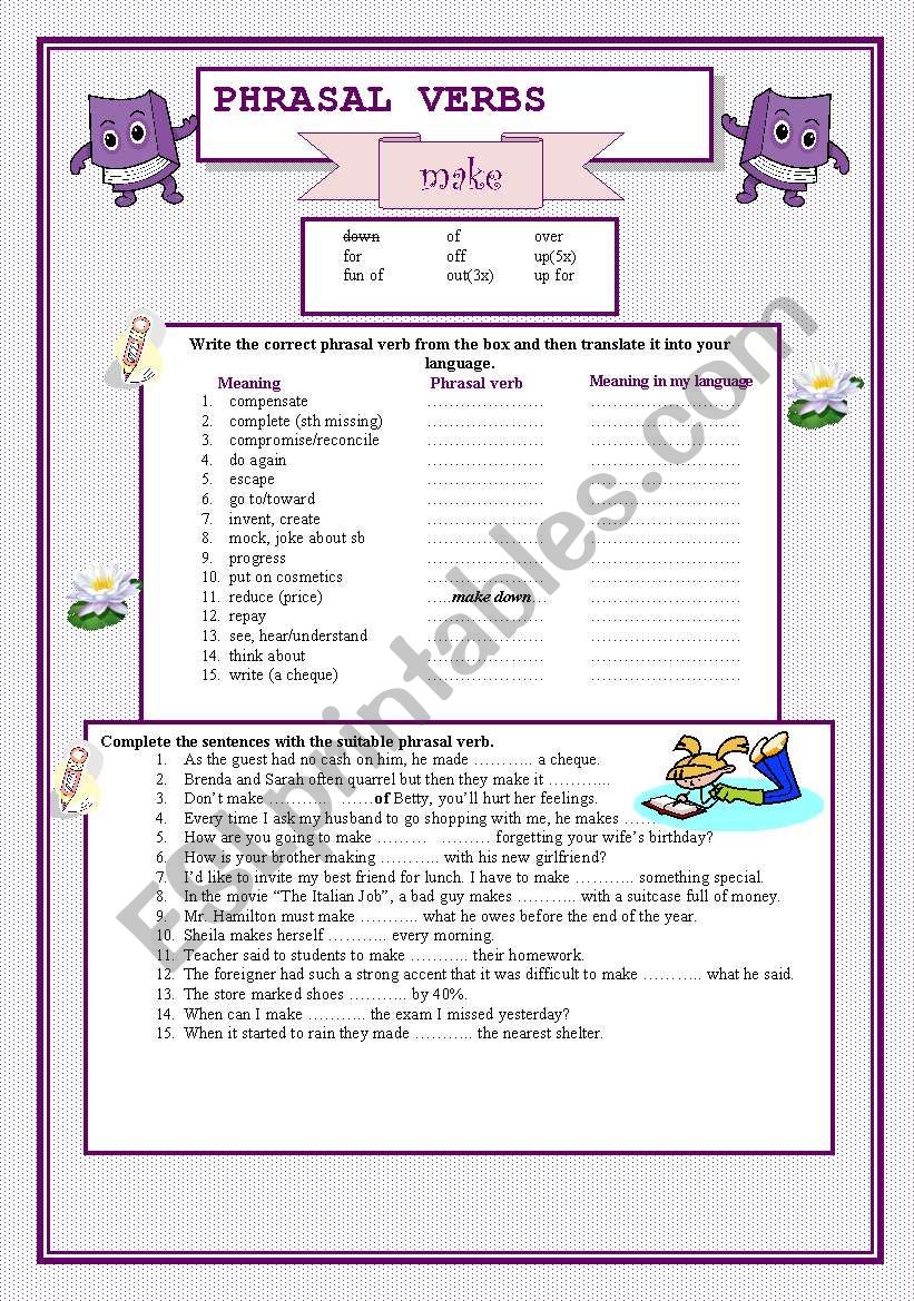 Phrasal verbs- MAKE worksheet
