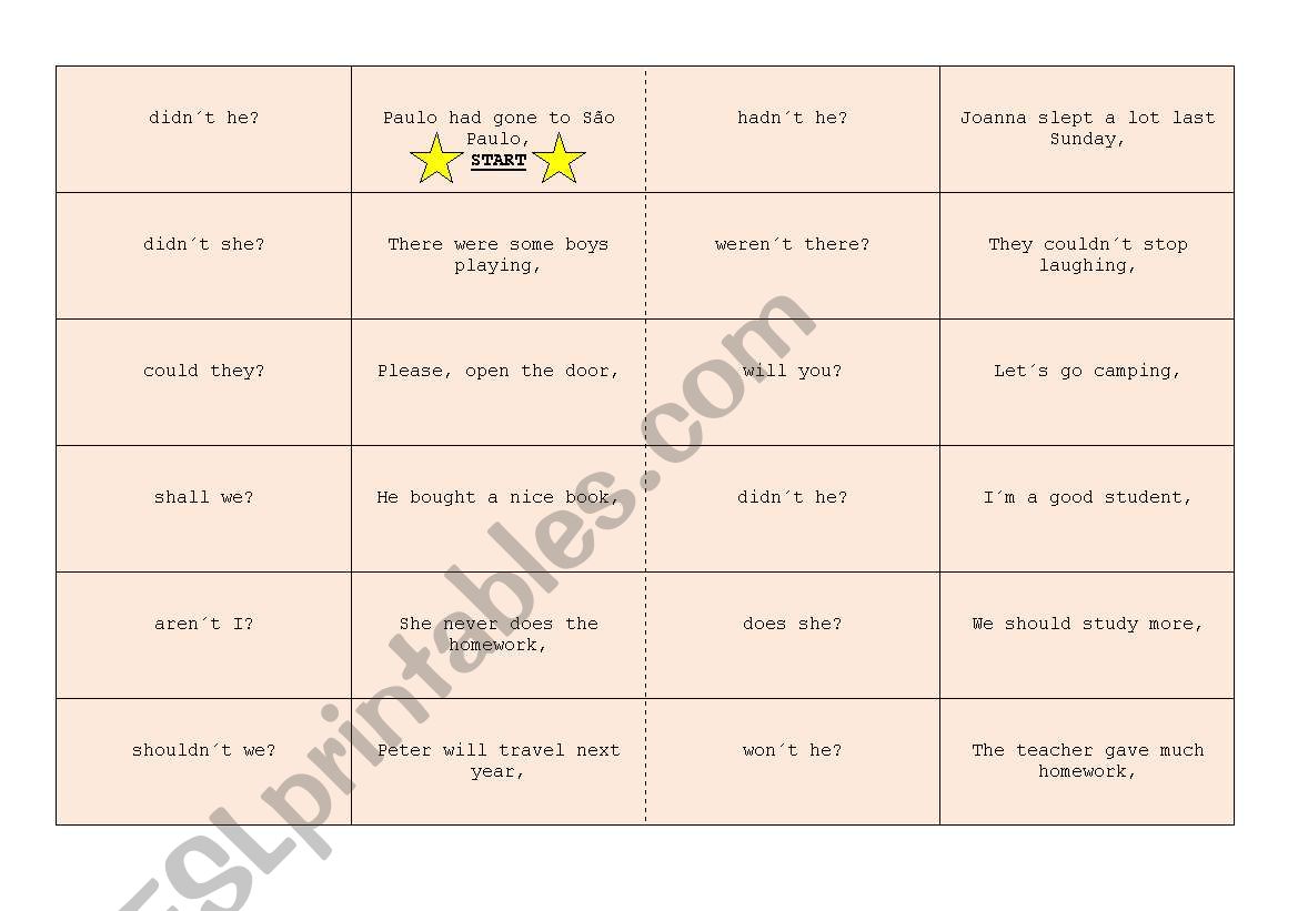 Tag Questions DOMINOE worksheet