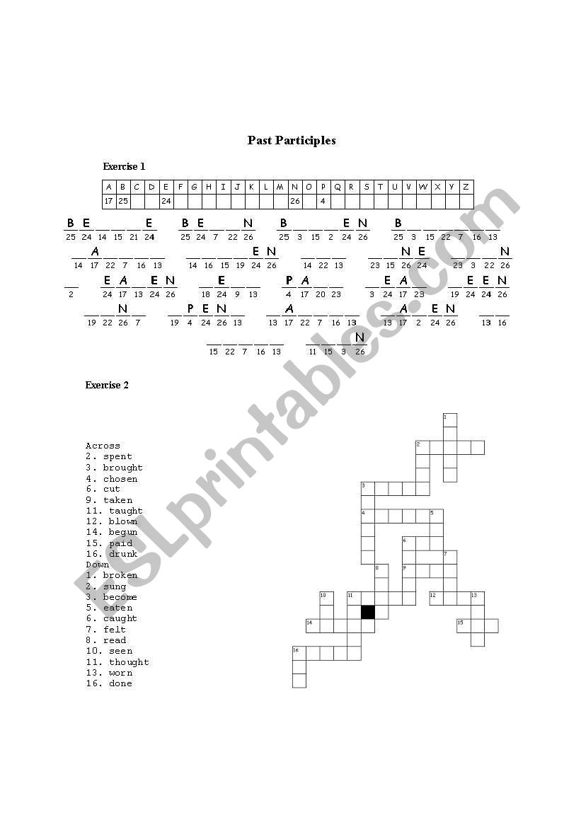 past participles worksheet