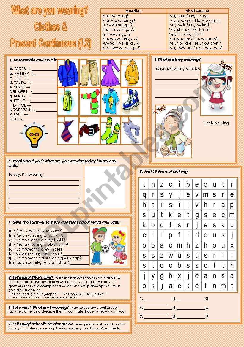 What are you wearing today? worksheet