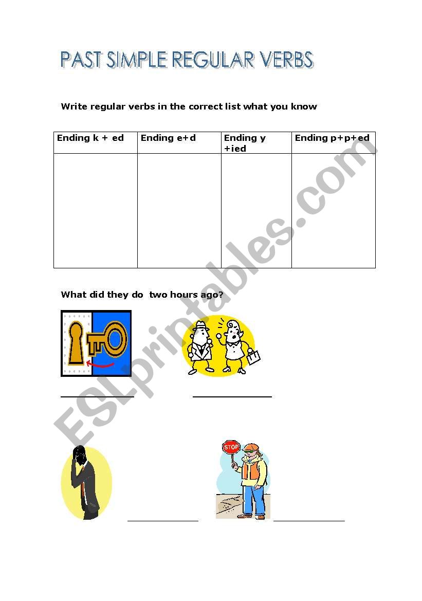 regular verbs  worksheet