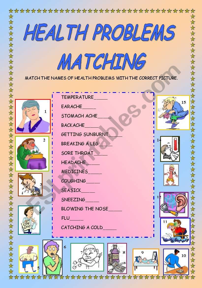 HEALTH PROBLEMS MATCHING EXERCISE
