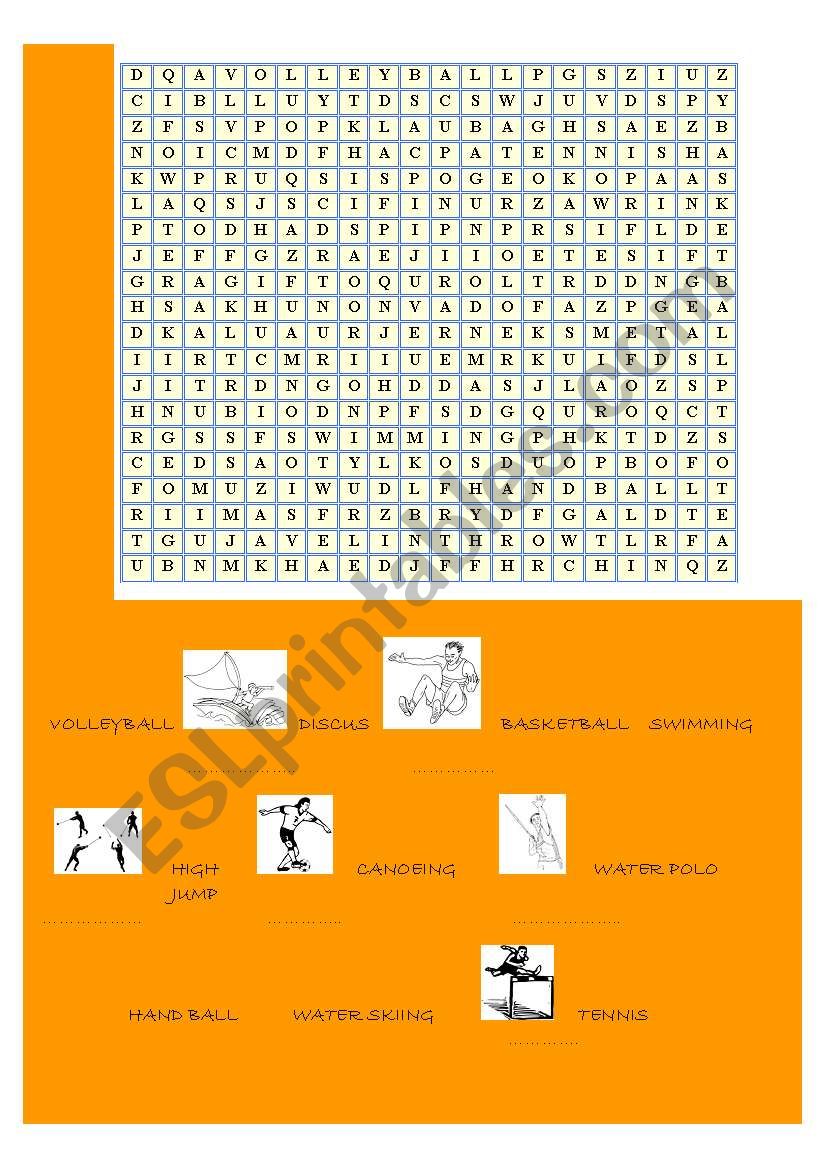 SPORTS - wordsearch worksheet