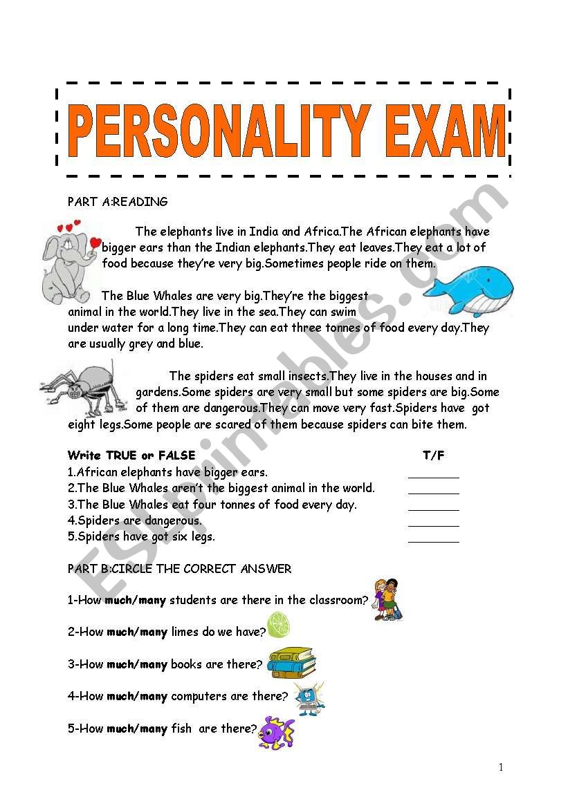 PERSONALITY EXAM!Amazing Exam for you and for your students(3 pages)