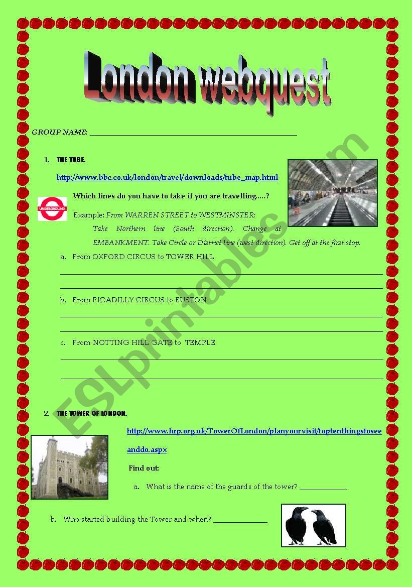 London webquest worksheet