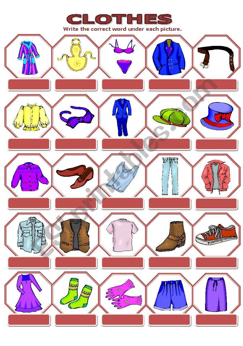 CLOTHES worksheet