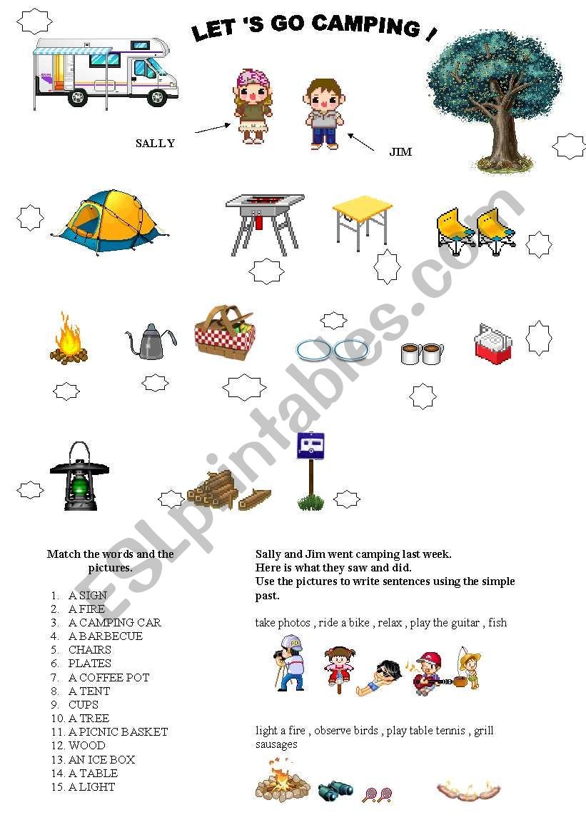 letÂ´s go camping ! worksheet