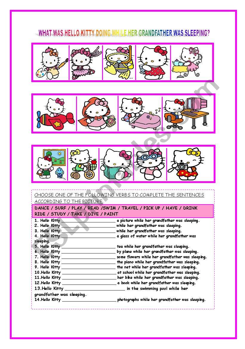 What was Hello Kitty doing while her grandfather was sleeping?