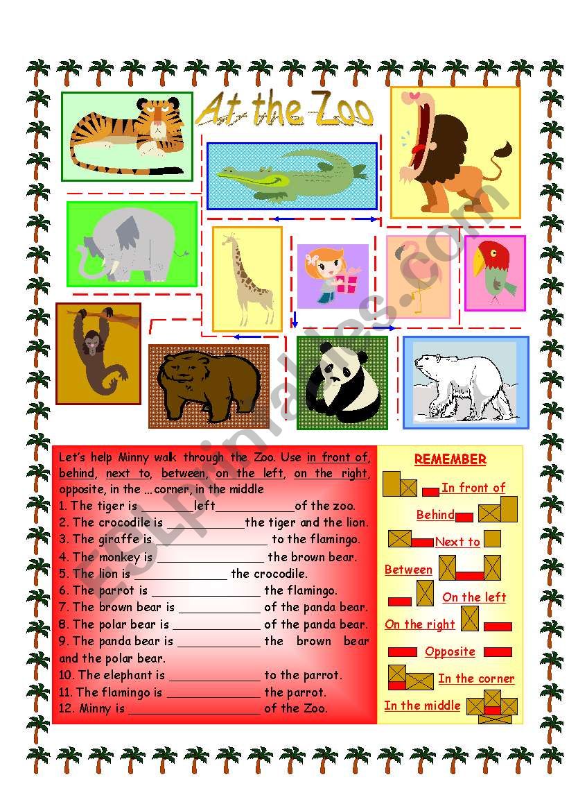 Prepositions - At the Zoo worksheet