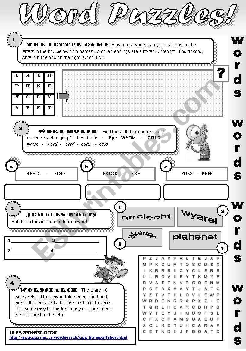 WORD PUZZLES PART 2! - amazing word puzzles for intermediate and advanced students (with keys)