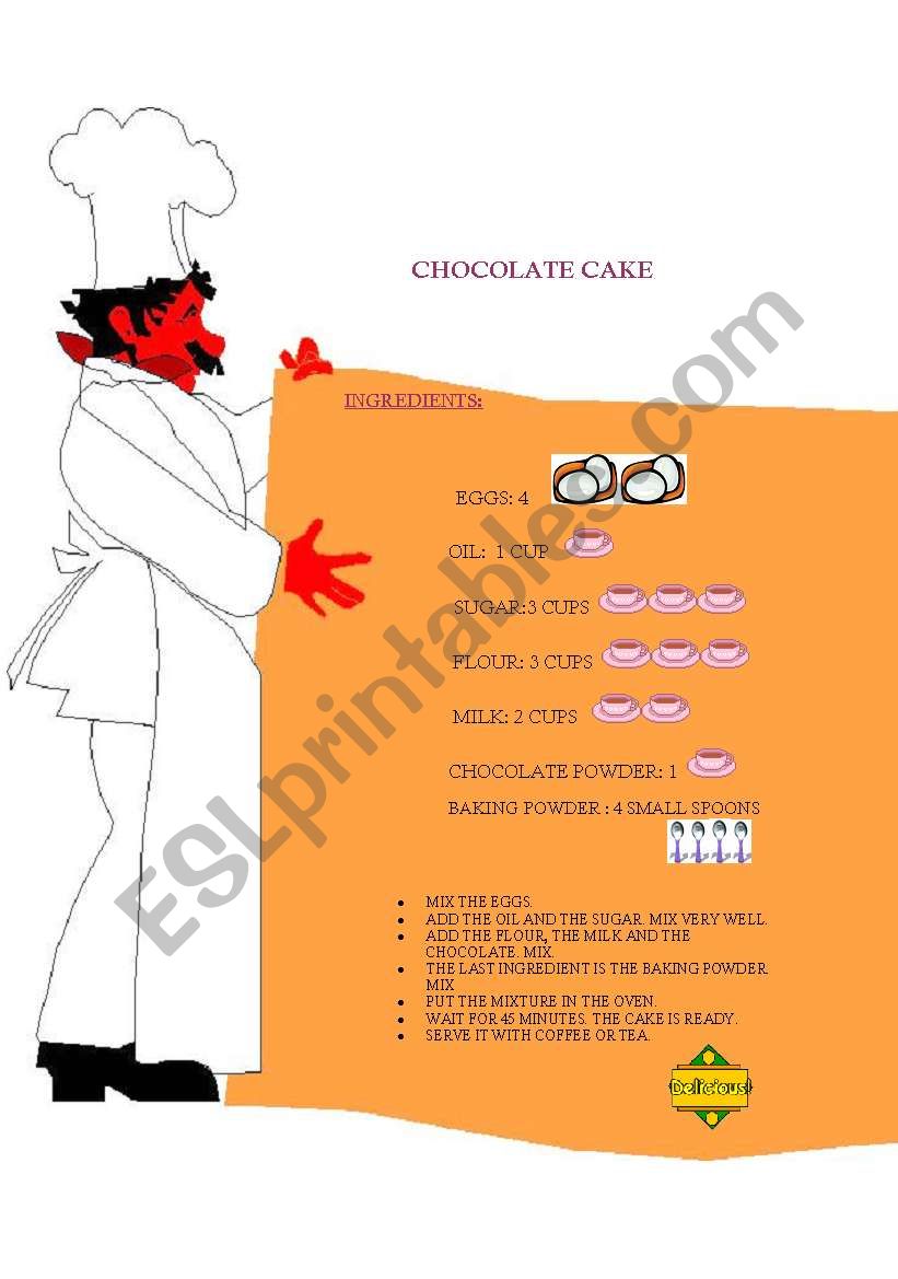 chocolate cake worksheet