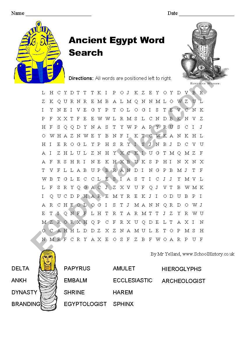 ancient egipt wordsearch worksheet