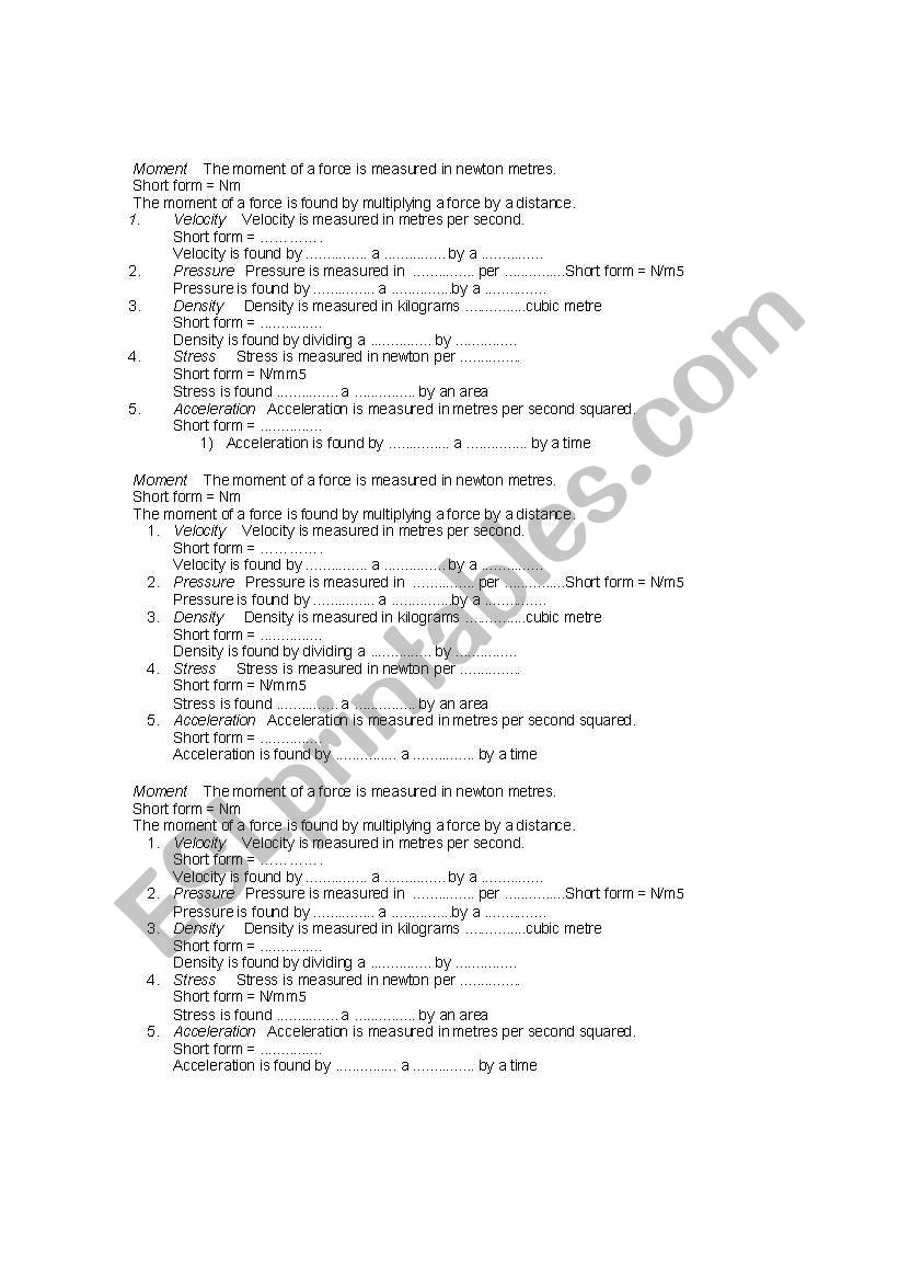 Maths terms worksheet