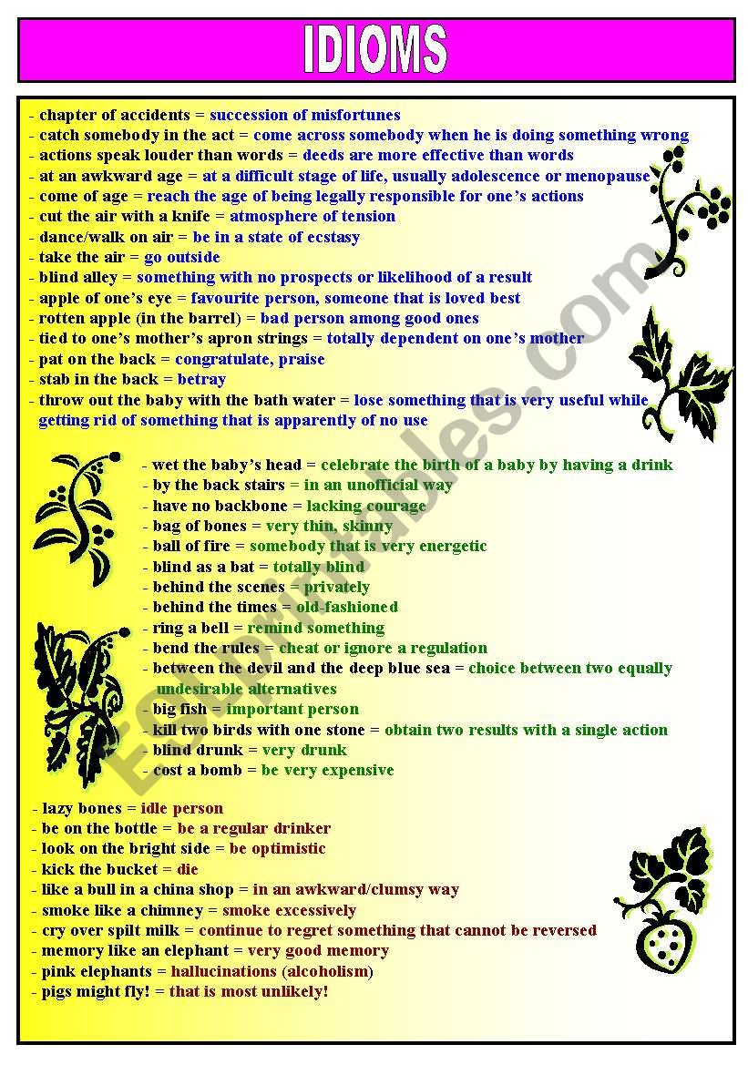 english-idioms-esl-worksheet-by-ajwon