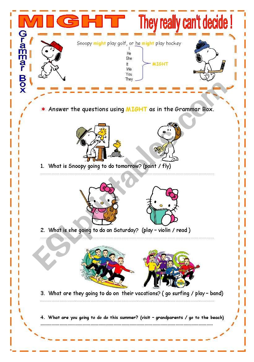 MIGHT - SHORT ACTIVITY  worksheet