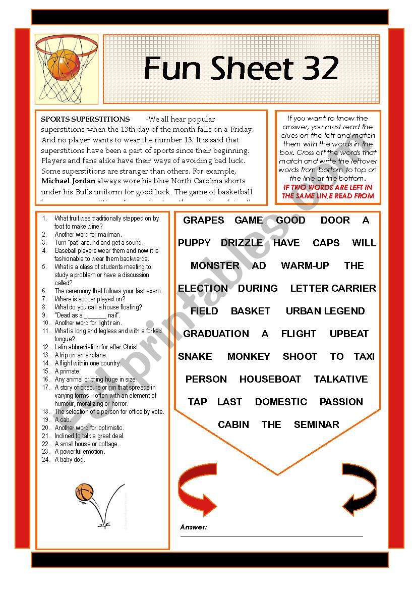 Fun Sheet 32 worksheet