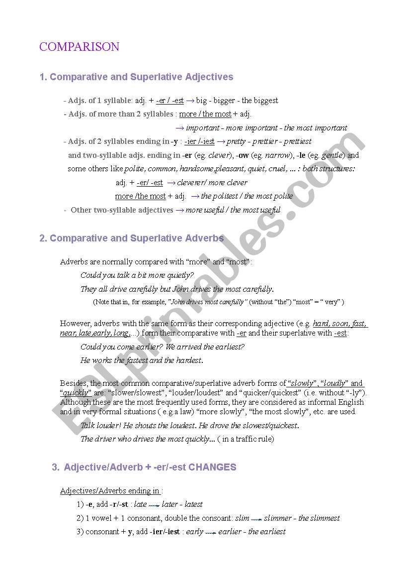 Comparison of Adjectives and Adverbs