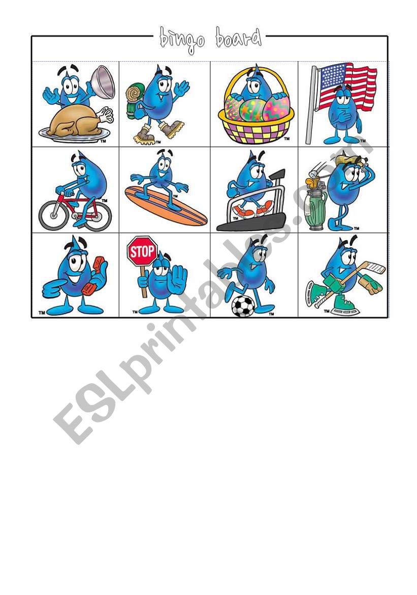 BLUE past simple bingo board (complimentary to BLUE bingo cards)