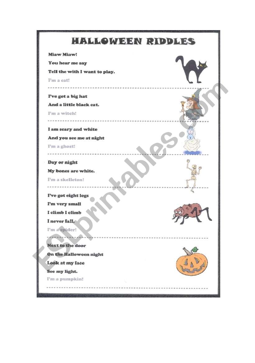 Halloween Riddles worksheet