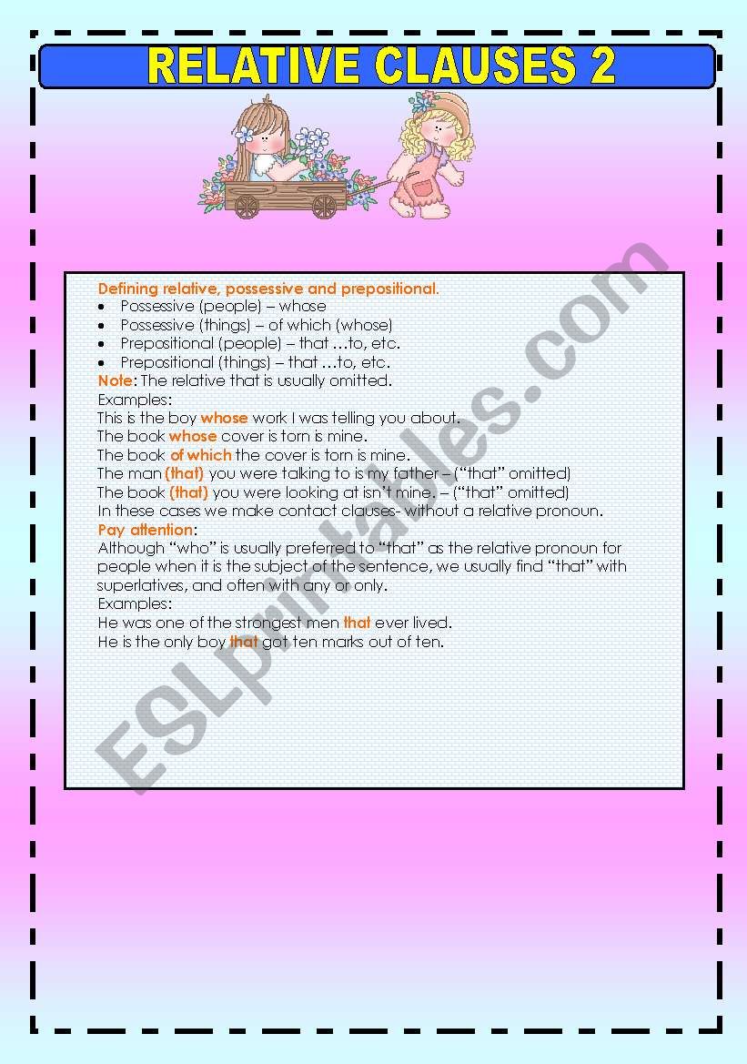 RELATIVE CLAUSES 2 worksheet