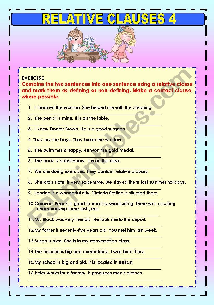 RELATIVE CLAUSES 4 worksheet