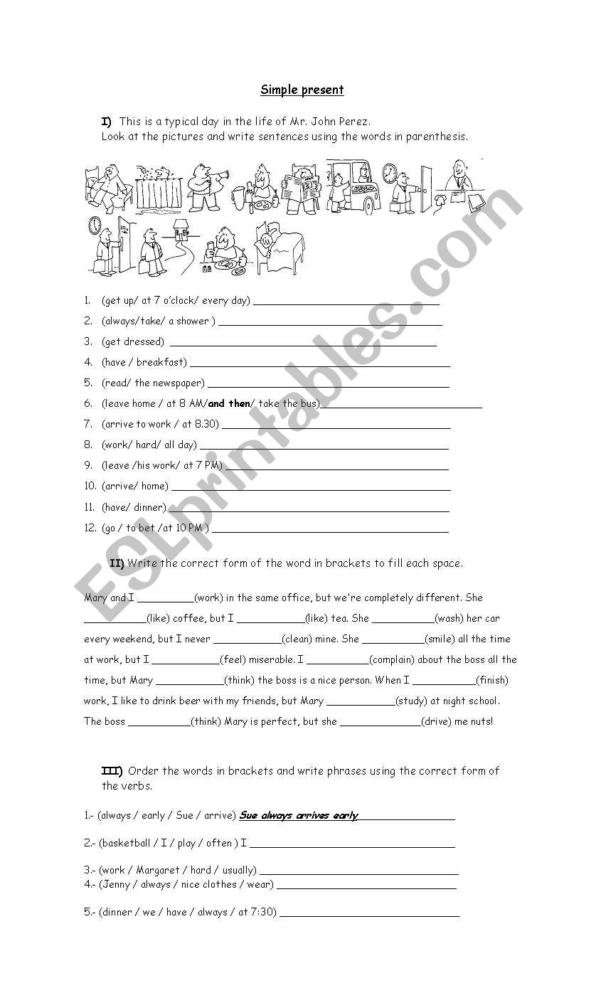 simple present tense  worksheet