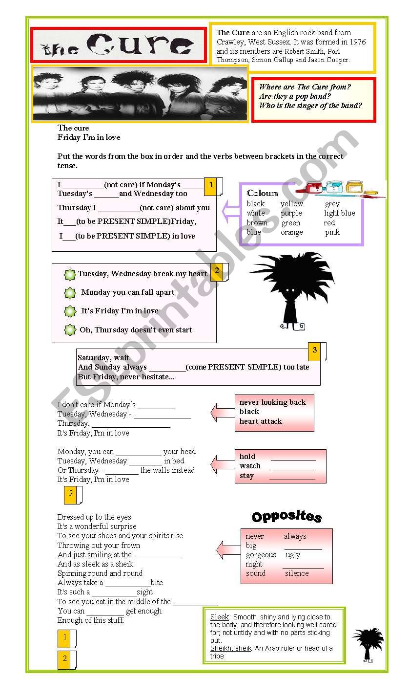 SING ALONG The Cure   worksheet