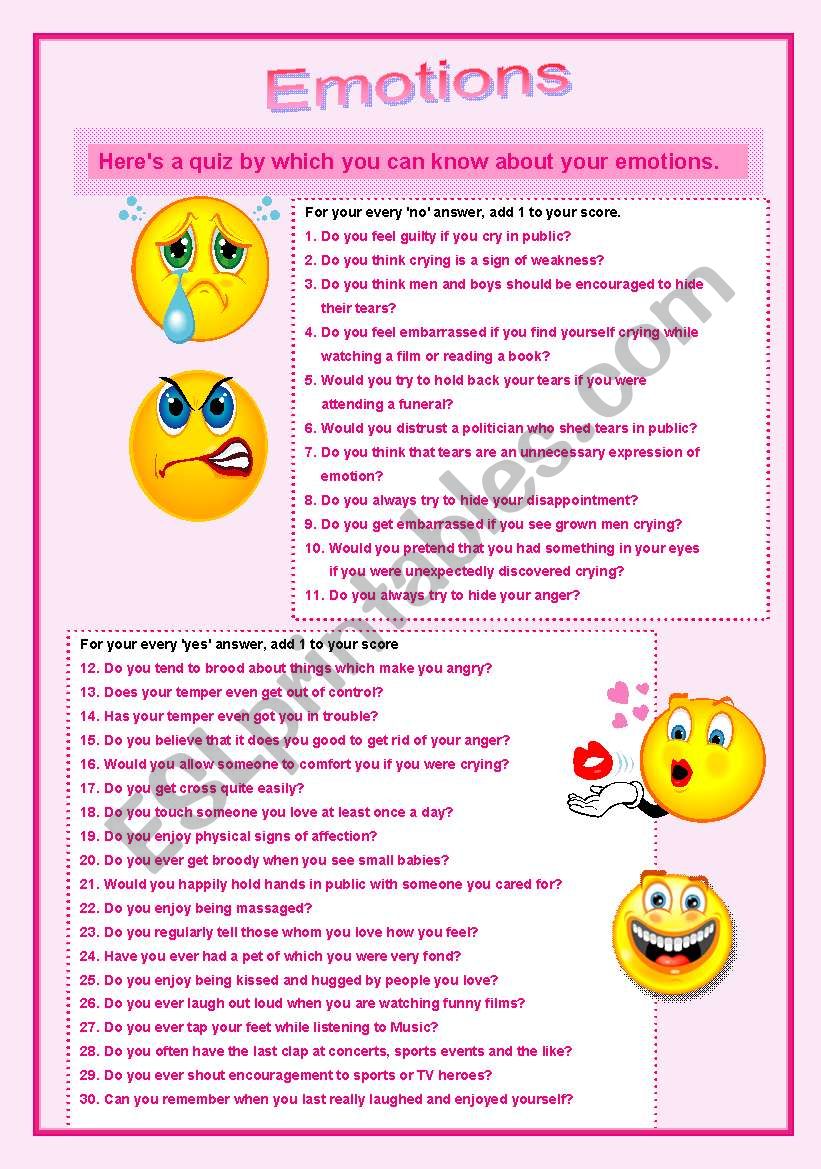Emotions Quiz worksheet