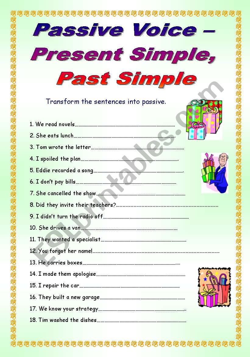 PASSIVE VOICE - 30 SENTENCES worksheet