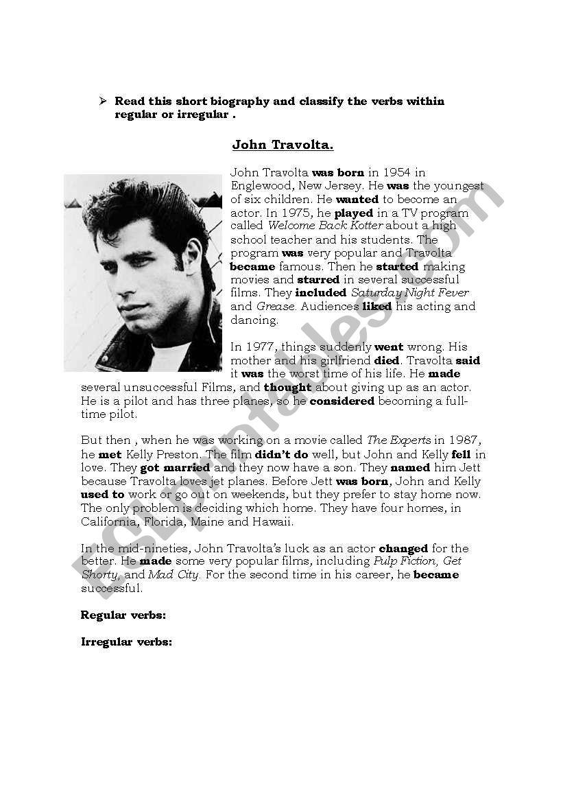 reading : biography worksheet