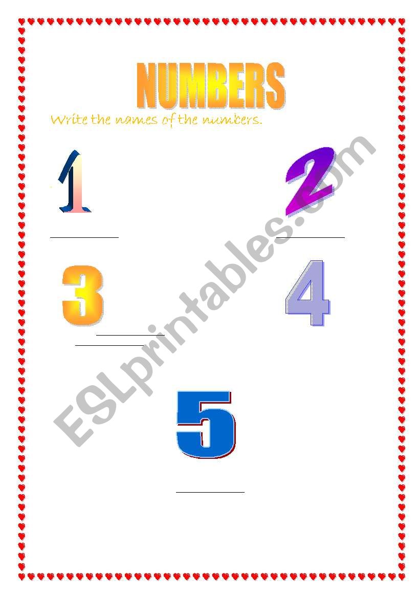 NUMBERS worksheet