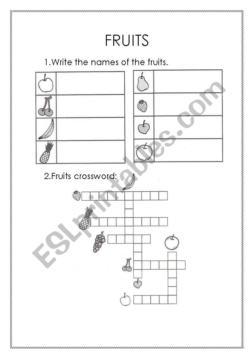 Fruits worksheet