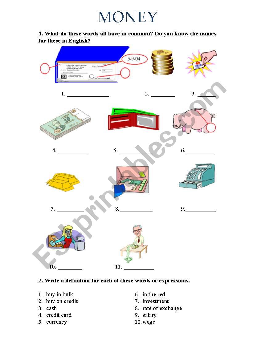 Money worksheet