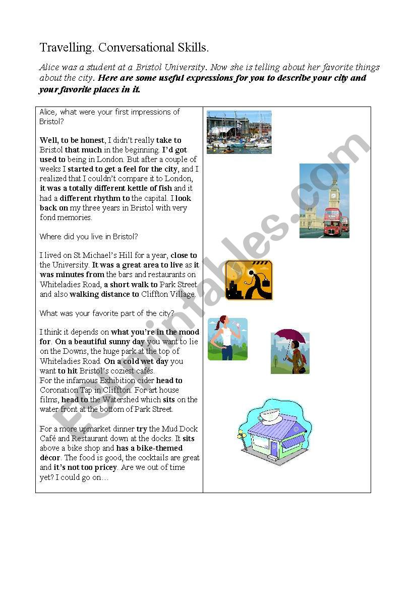 Travelling worksheet