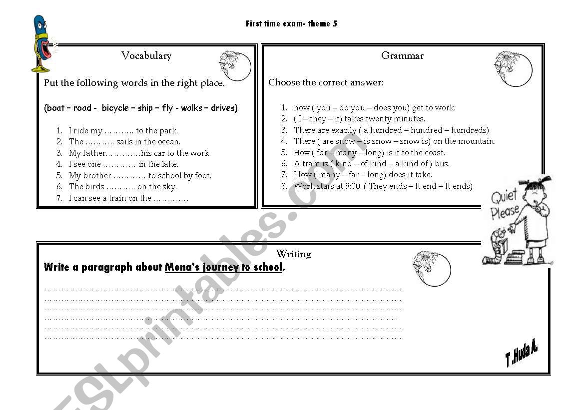 vocab & grammar test worksheet