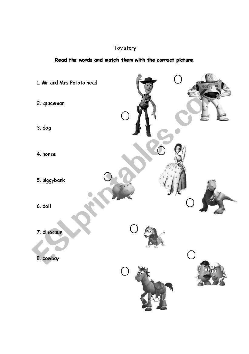 toy story worksheet