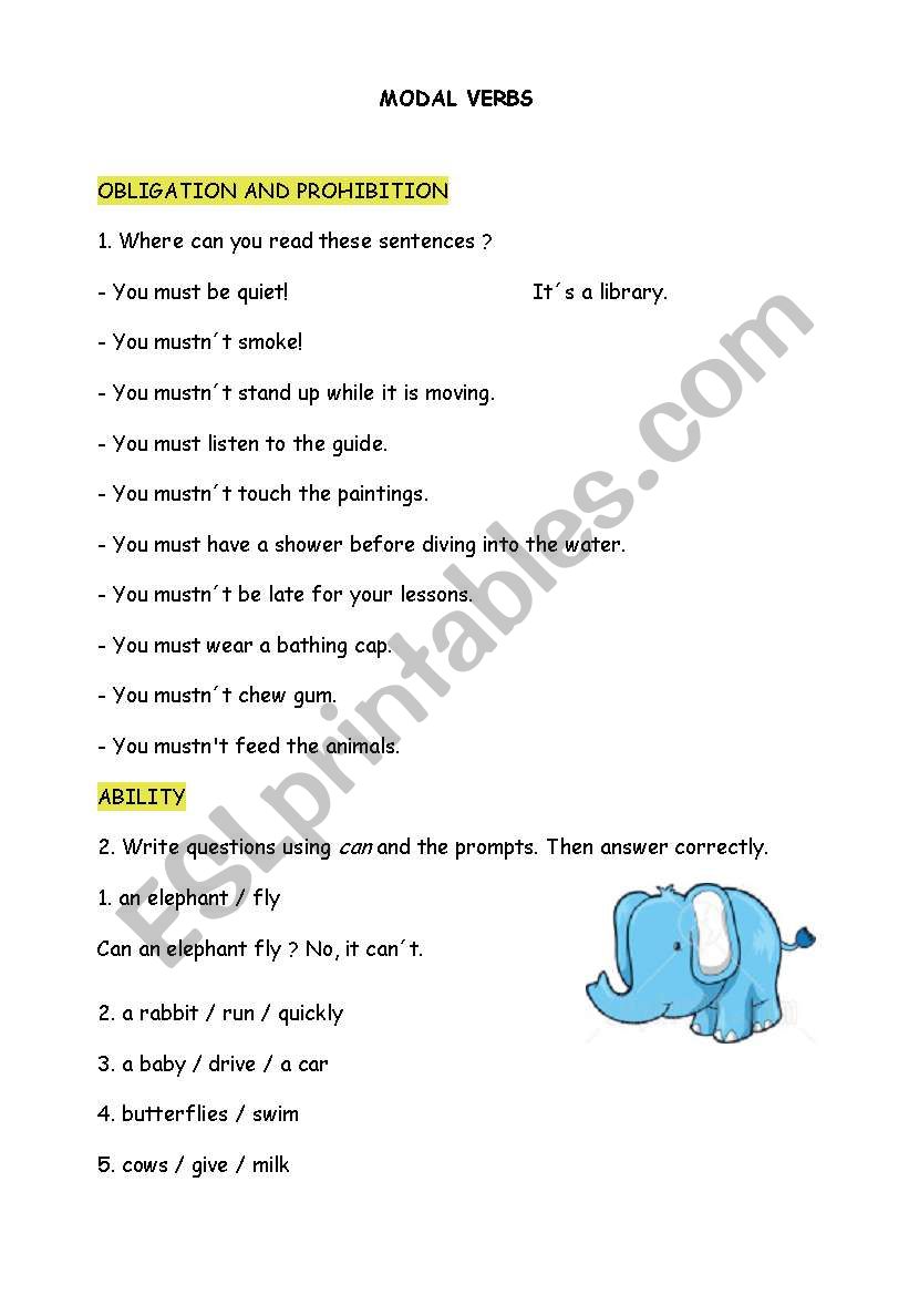 Modal verbs worksheet