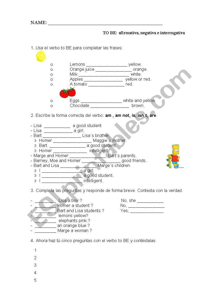 To Be worksheet