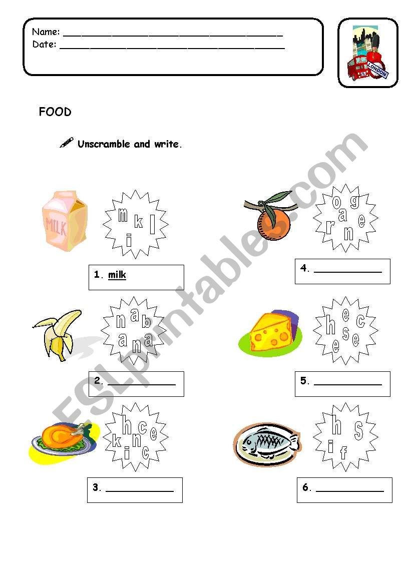 unsacramble and wtite worksheet