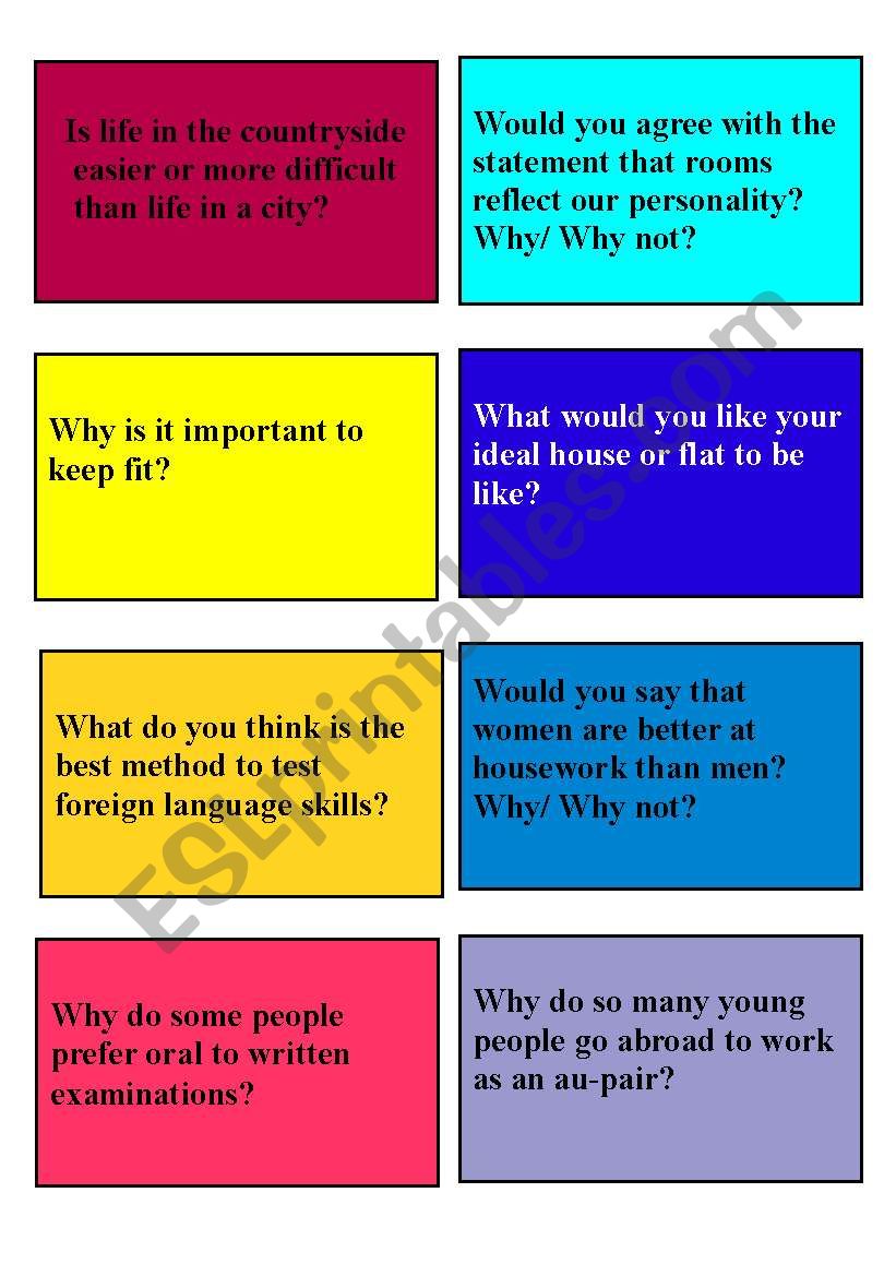 speaking - questions part 1  worksheet
